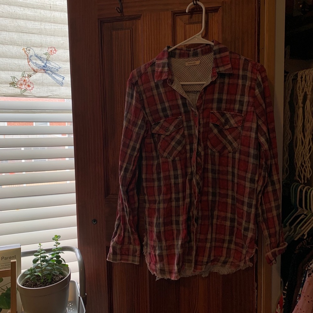 plaid long sleeve button down